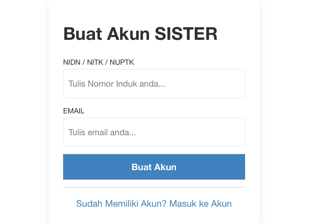 Cara membuat Akun SISTER Versi Cloud