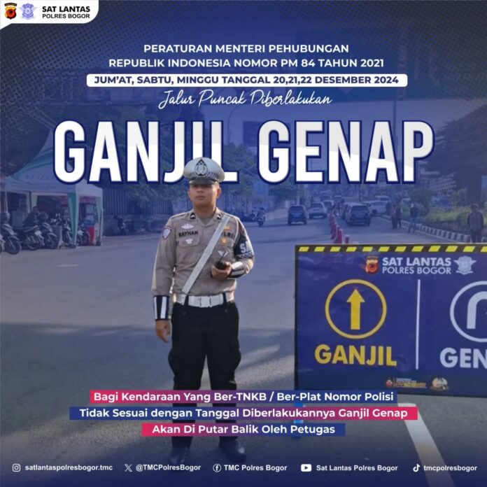 Sistem Ganjil Genap Puncak Bogor Desember Simak Lokasi Dan