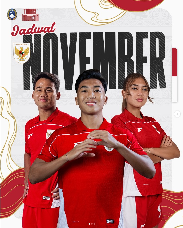 Jadwal Lengkap Timnas Indonesia November 2025: U-17 Main di Qatar, Putri Hadapi Nepal dan Taipei, U-23 Uji Coba Internasional. (Foto : Instagram Timnas Indonesia)