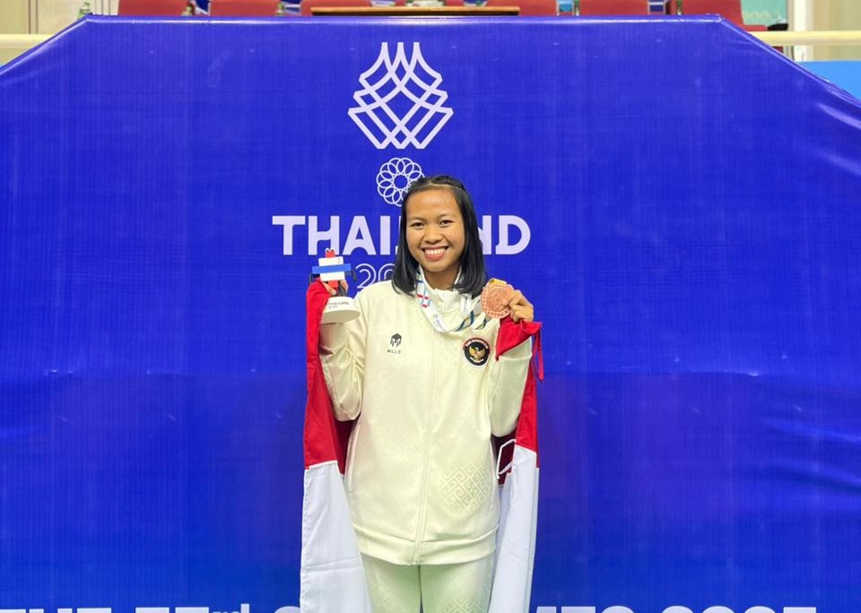 Bripda Frisca Kharisma Indrasari, berhasil menyumbangkan medali perunggu pada ajang The 33rd Southeast Asian Games (SEA Games) 2025 yang digelar di Thailand.(dok KONI Banyumas)