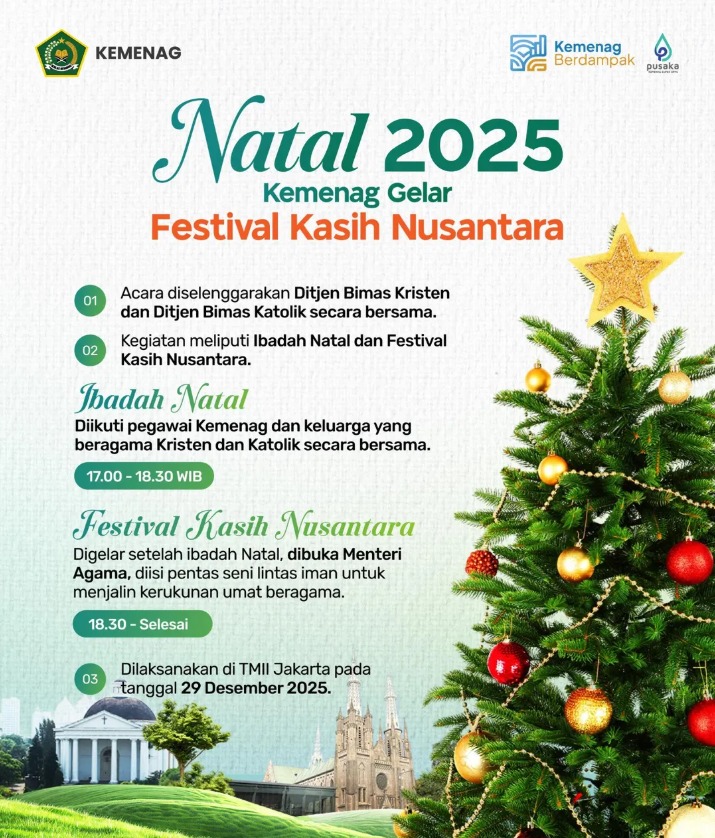 Festival Kasih Nusantara Siap Digelar: Wamenag Tegaskan Natal Bersama Kemenag Bukan Lintas Agama, Ini Penjelasan Lengkapnya. (Foto : Instagram Kemenag RI)