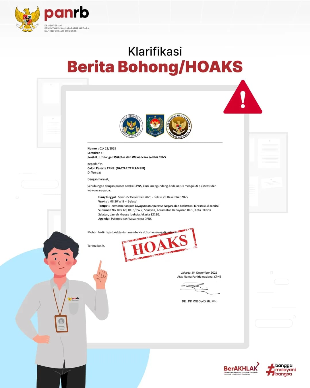 Hoaks CPNS Kembali Beredar: Viral Undangan Psikotes CPNS 2026, Benarkah Peserta Dipanggil Wawancara? Ini Klarifikasi Resmi KemenPANRB. (Foto: Instagram KemenPANRB)