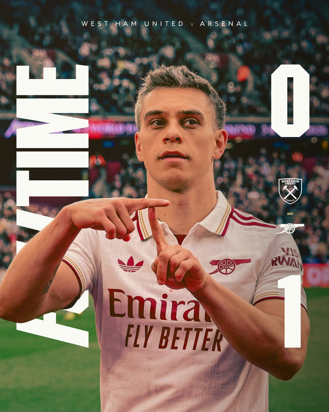 Arsenal semakin dekat dengan trofi Liga Inggris setelah menang tipis 0-1 atas tuan rumah West Ham United dalam Derby London, Senin (11/5/2026) WIB.