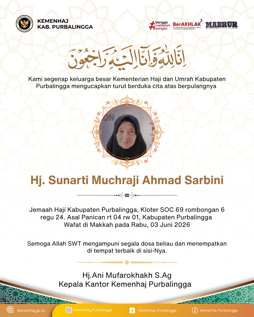 jemaah haji purbalingga meninggal dunia